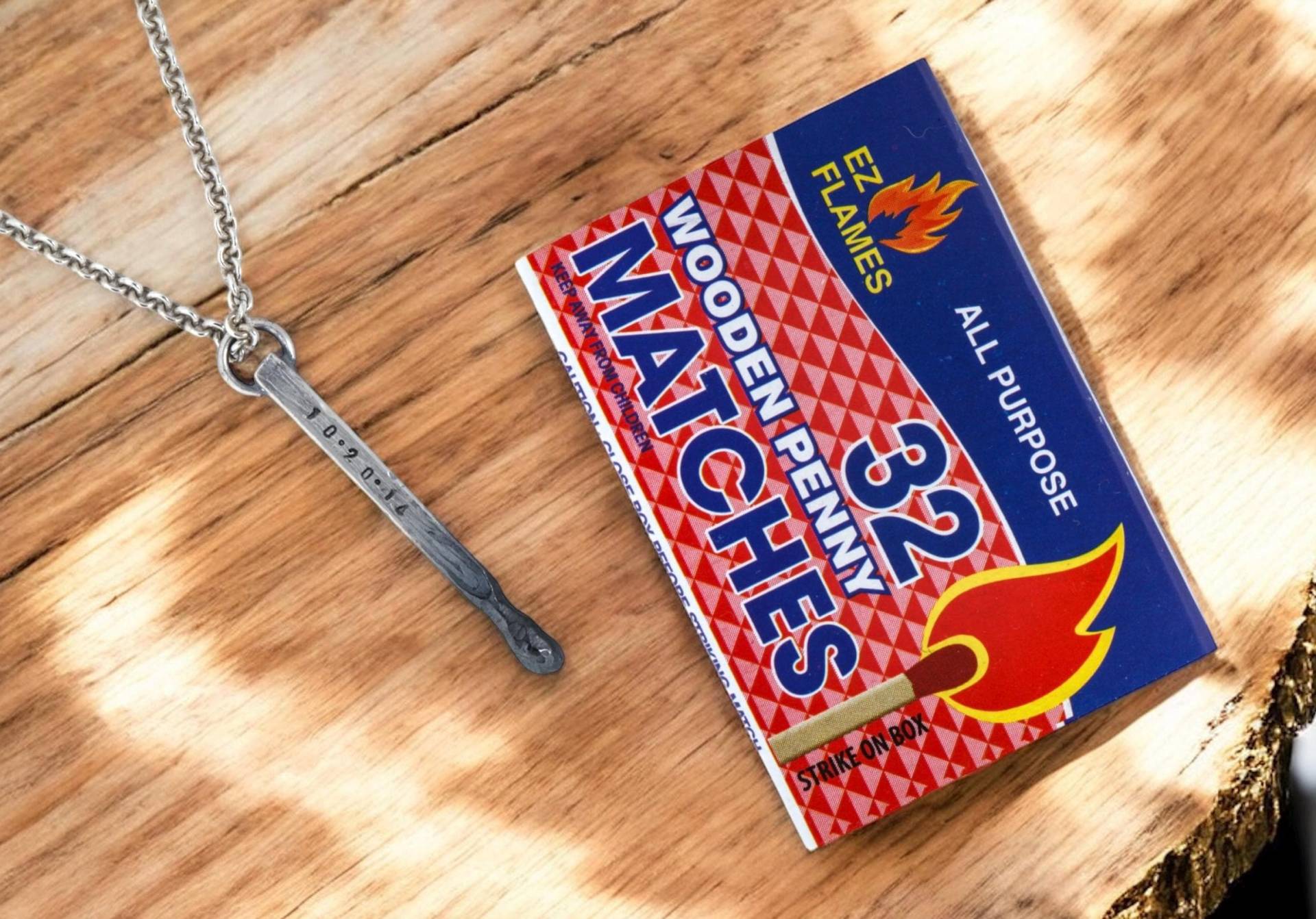 Custom Stamped, Du Bist Mein Match, Zündest Feuer An, Handgemachter Sterling Silber Match-Stick-Anhänger Custom Stamped, Du Bist Mein Match, Zündest Feuer An, Handgemachter Sterling Silber Match-Stick-Anhänger von SunGalleryAndGifts