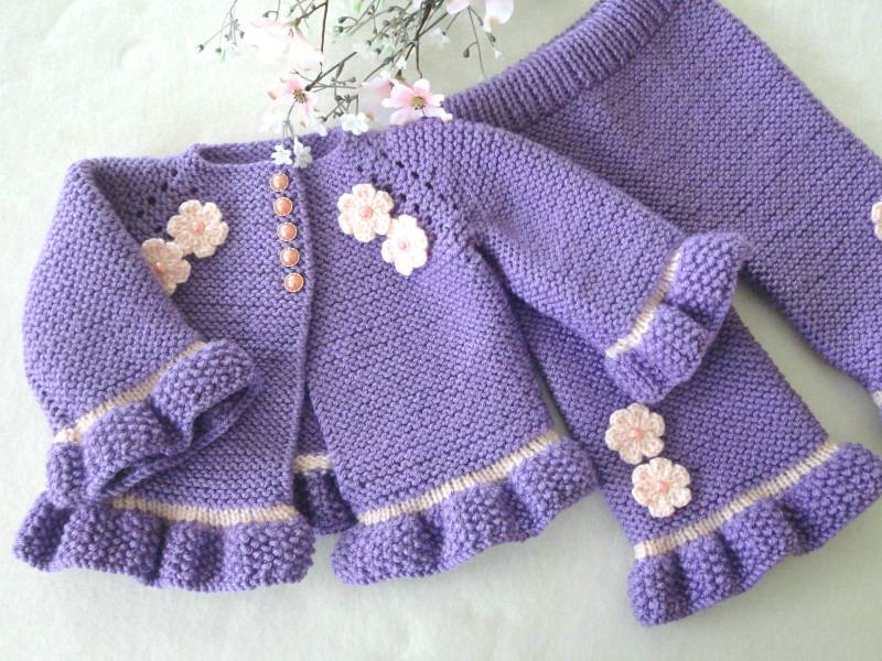 Baby Mädchen Cardigan Gestrickte Jacke Hose Gehäkelte Outfit Girl Pullover Kleidung Geschenk von SunMartin