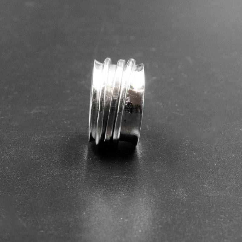 Breiter Band Sterling Silber Ring Mit 3 Spinner Dünnen Bändern, Unisex Statement Ring, Paare Herren Silberschmuck von SunSanJewelry