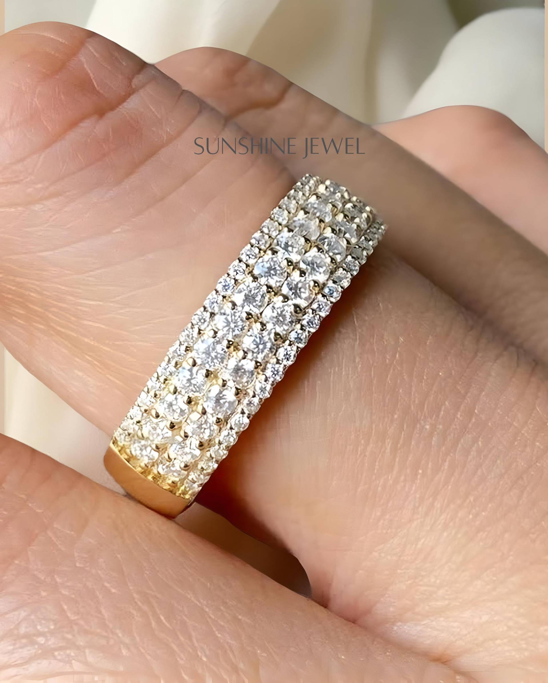 2.50Ct Rundschliff Moissanit Halbe Ewigkeit Ehering.trauringe, Valentinstag Geschenk, Jubiläumsgeschenk, Perfektes Geschenk Für Sie von SunShineJewelsin