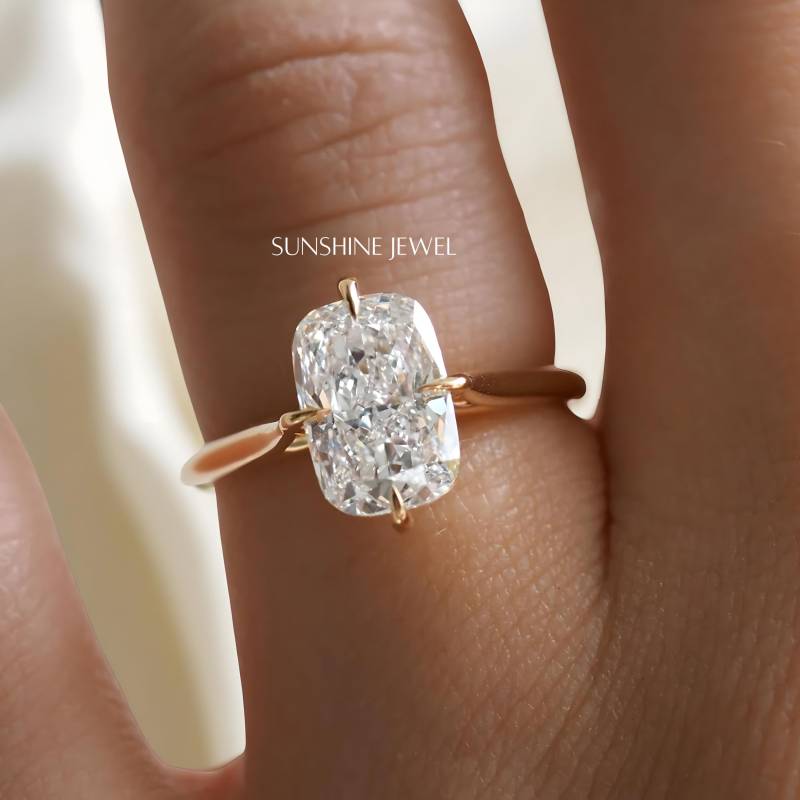 Längliche Kissenschliff Moissanit Ring.12 X 10 Mm 5.75Ct Verlobungsringe. Valentinstag Geschenk, Geburtstag Jubiläum Verlobungsring von SunShineJewelsin