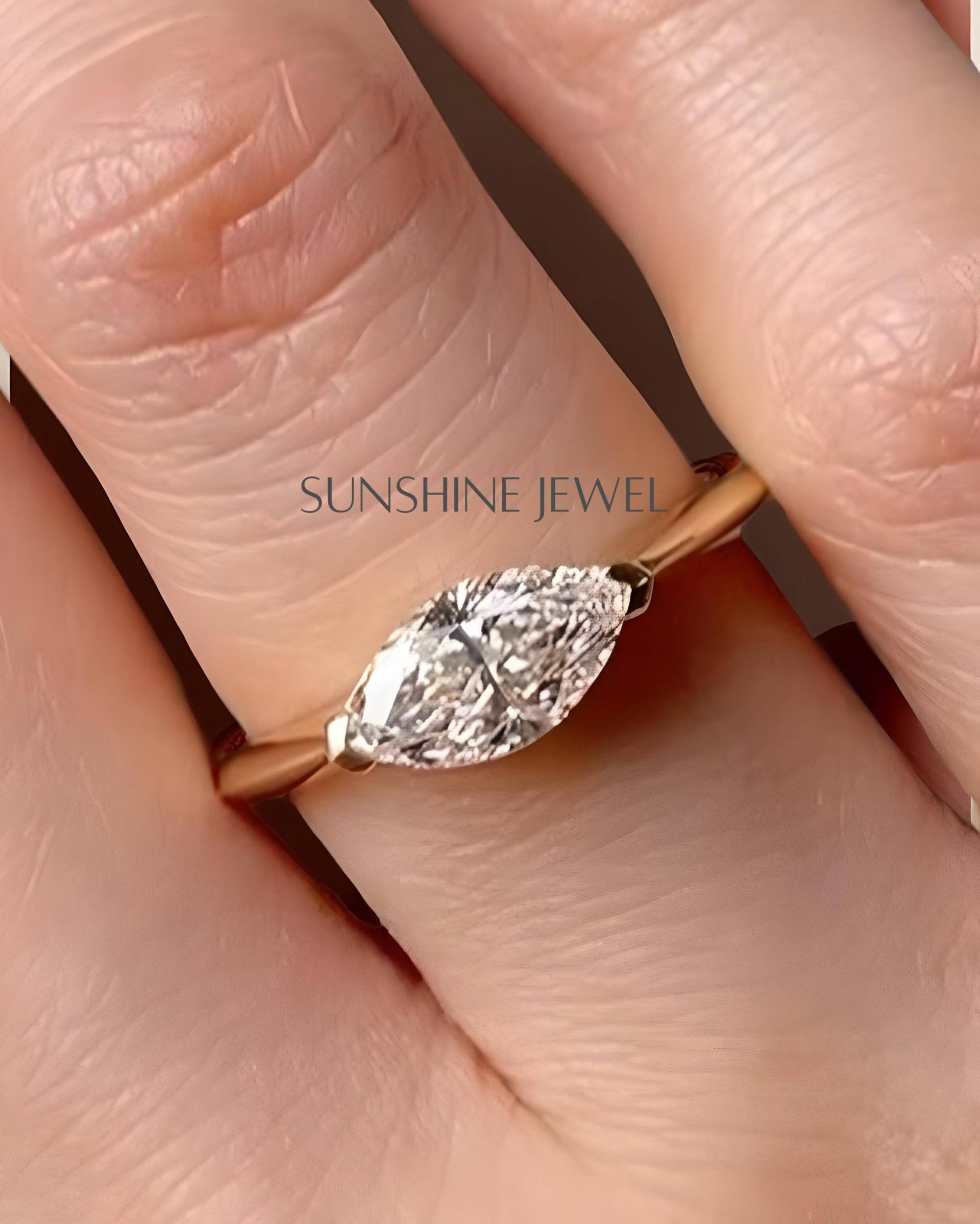 Marquise Cut Moissanite Tulip Kathedrale Verlobungsring. 12 X 6 Mm 1.50Ct.valentinstaggeschenk, Geburtstagsgeschenk.jubiläumsgeschenk von SunShineJewelsin