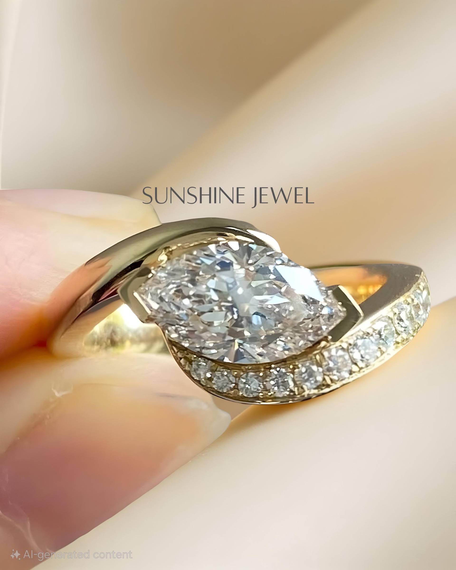 Marquise Moissanit Verlobungsring. 12x6mm1.50Ct.verlobungsringe, Valentinstag Geschenk, Jubiläumsgeschenk, Hochzeitsring, Geburtstagsgeschenk von SunShineJewelsin