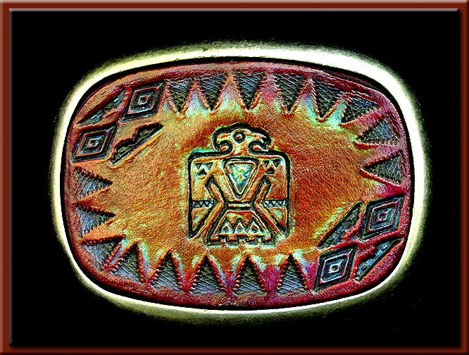 Thunderbird # 1 Handgefertigte Gürtelschnalle Aus Leder Im Westernstil Passend Für Bis Zu 3/4 "Breite Gürtel von SunWizardCreations