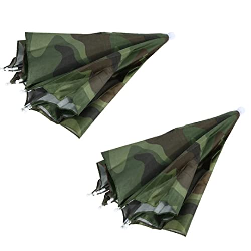 2 Stücke Regenschirm Hut Faltbarer Tragbarer Wasserdichter Sonnenschirm Regenschirm Hut Für Camping Angeln Headwear Cap Strand Kopf Hüte Camouflage Angeln Regenschirm Hut Tragbarer Regenschirm Hut von SunaOmni