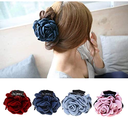 4Pcs Frauen Mode Haar Clamp Große Haar Klaue Clips für Dickes Haar Styling Stoff Blume Klaue Haar Klaue Kiefer Clips Haarklammern Haar Clip Jaw Clips Mode Haar Zubehör für Zubehör Kopfbedeckung von SunaOmni