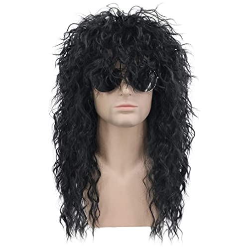 80er Jahre Rocker Metallperücke Herren Lange Lockige Schwarze Party Perücke Halloween Kostüm Anime Perücke Günstige Halloween Dekorationen Herbst Dekorationen. 80er Jahre Rocker Metallperücke Herren Lange Lockige Schwarze Party Perücke Halloween Kostüm Anime Perücke Günstige Halloween Dekorationen Herbst Dekorationen. von SunaOmni