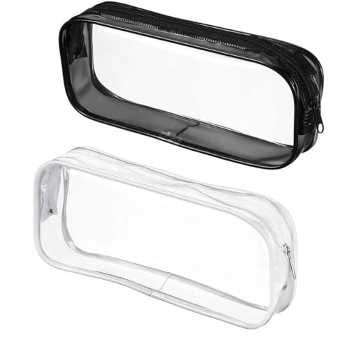 Durchsichtiges Federmäppchen durchsichtiges Federmäppchen durchsichtiges Federmäppchen mit Reißverschluss wasserdichtes PVC-Schreibwarenetui tragbare Reise-Kulturtasche mit Reißverschluss 2 Stück von SunaOmni