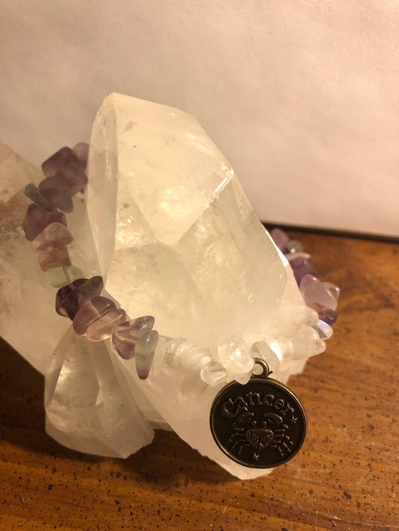 Geburtsstein Sternzeichen Armband Krebs Fluorit Mondstein Geburtsstein Sternzeichen Armband Krebs Fluorit Mondstein von SunandMoonCrystalsCo