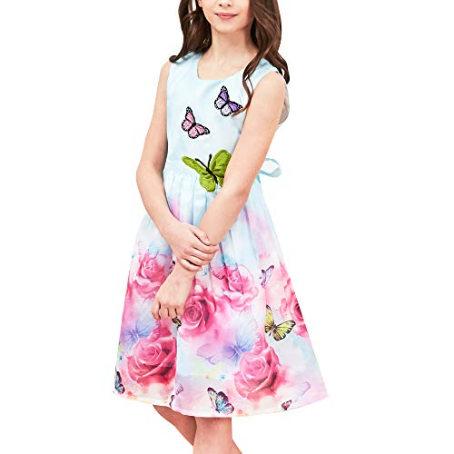 Sunny Fashion Mädchen Kleid Rose Drucken Schmetterling Stickerei Lila Gr. 116 von Sunny Fashion
