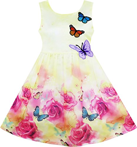 Sunny Fashion Mädchen Kleid Rose Drucken Schmetterling Stickerei Lila Gr. 134 von Sunny Fashion