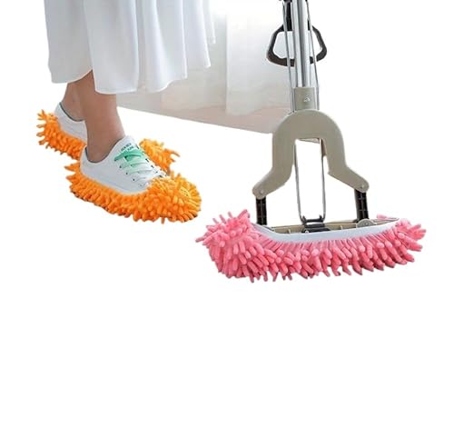 3PCS Mehrzweck-Bodenstaub Hausschuhe Schuhabdeckung Mop Kopf Abdeckung Wischen Schuhe Bequeme Hausreinigung (Rosa,Einheitsgröße) von Suncadmious