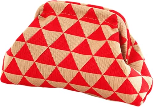 Abendtasche Clutch Purses für Frauen Beach Woven Crochet Handtasche Dumpling Clutch Ruched Cloud Purse Colorblock Bag (Gelb,Einheitsgröße) von Suncadmious