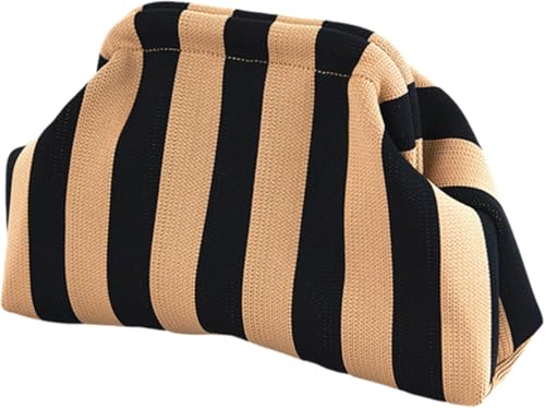 Abendtasche Clutch Purses für Frauen Beach Woven Crochet Handtasche Dumpling Clutch Ruched Cloud Purse Colorblock Bag (Khaki,Einheitsgröße) von Suncadmious