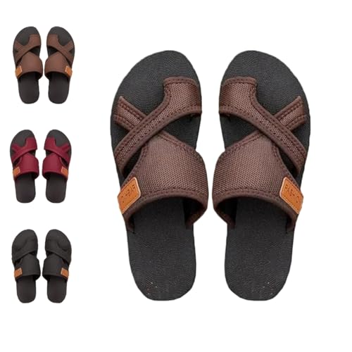 Bequeme atmungsaktive Mesh-Sandalen für Damen offene Zehenpartie flache rutschfeste Sohle Strandsandalen Strandpantoffeln (Kaffee,41) von Suncadmious