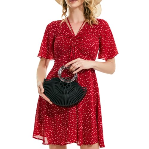 Damen Bambus Handtaschen Handmade Geldbörsen Tote Bag (schwarz,L) von Suncadmious