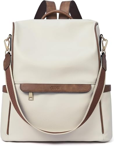 Suncadmious Damen Rucksack Geldbörse Leder Anti-Diebstahl Große Mode Designer Reisetasche Damen Umhängetaschen (Aprikose,Einheitsgröße) von Suncadmious