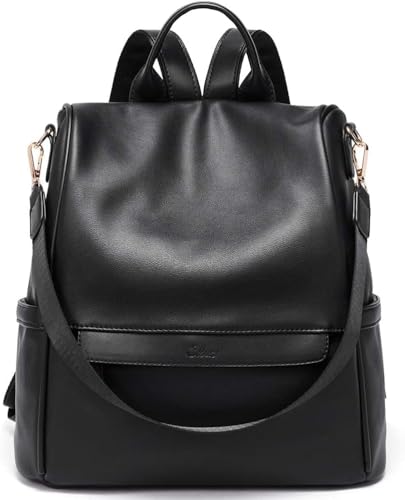Damen Rucksack Geldbörse Leder Anti-Diebstahl Große Mode Designer Reisetasche Damen Umhängetaschen (schwarz,Einheitsgröße) von Suncadmious