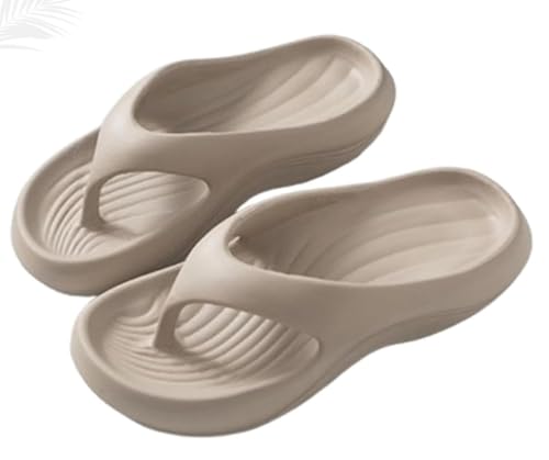 Damenmode rutschfest EVA super weichen Boden Strand Hausschuhe Sandalen Innen-und Außenbereich verwenden weich gepolstert dicken Boden Flip-Flops (Grau,40-41) von Suncadmious