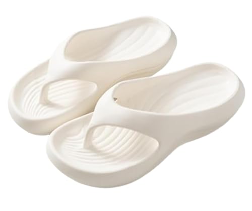 Damenmode rutschfest EVA super weichen Boden Strand Hausschuhe Sandalen Innen-und Außenbereich verwenden weich gepolstert dicken Boden Flip-Flops (Weiß,36-37) von Suncadmious