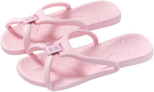 Faltbare Reise-Hausschuhe für Damen und Mädchen tragbar rutschfest schnelltrocknend Fitness-Duschschuhe wasserdicht bequem für Camp und Reisen (Rosa,43-44) von Suncadmious