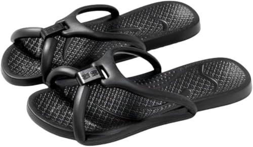 Faltbare Reise-Hausschuhe für Damen und Mädchen tragbar rutschfest schnelltrocknend Fitness-Duschschuhe wasserdicht bequem für Camp und Reisen (Schwarz,41-42) von Suncadmious