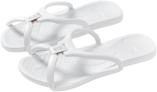 Faltbare Reise-Hausschuhe für Damen und Mädchen tragbar rutschfest schnelltrocknend Fitness-Duschschuhe wasserdicht bequem für Camp und Reisen (Weiß,43-44) von Suncadmious