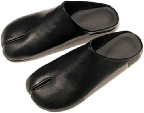 Frauen solide Farbe Hundert Split Toe niedlich ein Fuß Steigbügel Retro Baotou Hälfte Hausschuhe Mode lässig bequemes Gehen leichte Hausschuhe (Schwarz,39) von Suncadmious