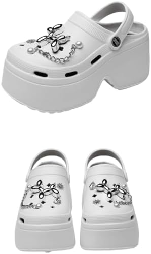 Frauen solide Farbe niedlich weichen bequemen Strand Anti-Rutsch High Heel Garten Sandalen Riemen DIY Schlingen Clogs Schuhe Outdoor Walking Hausschuhe (Weiß,37) von Suncadmious