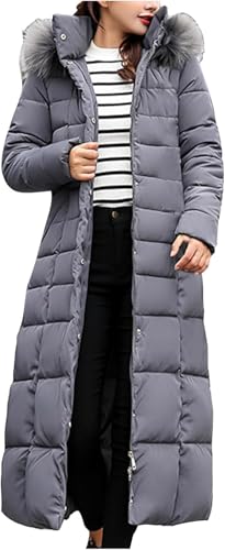 Suncadmious Damen Mode Kapuzen Mantel Geste PPT Lange Puffer jacken Wasserdicht warme Winter Maxi Länge Parka Mäntel (Grau,L) von Suncadmious