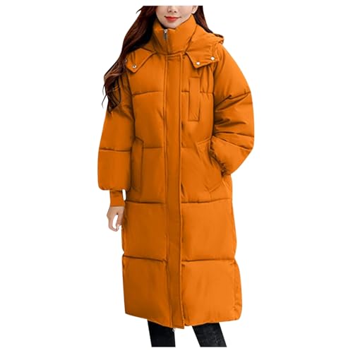 Suncadmious Damen Winter Warmer Steppmantel Warmer Winter Parka Eleganter Outdoor Steppmantel Locker Lang Knielang Warmer Daunenmantel (Orange,M) von Suncadmious