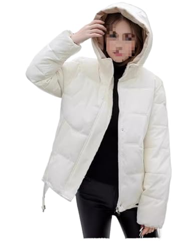 Suncadmious Damen Wintermode Kurze Warme Daunenjacke Trendy Kapuzenparka Winterjacke Leichte Reise Wind- und Schneejacke (Weiß,M) von Suncadmious