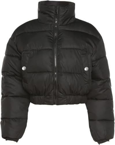 Suncadmious Damen kurz Geste ppte Puffer Jacke Oberbekleidung Mäntel (Schwarz,M) von Suncadmious