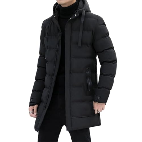 Suncadmious Men 's Full-Zip Hooded Parka Jacket Thicken Warm Winter Puffer Jacket Waterproof Cotton Long Outerwear (schwarz,M) von Suncadmious