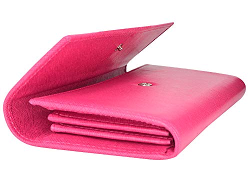 Suncase Geldbörse Damen Leder Portemonnaie mit Magnetverschluss Wallet Brieftasche Geldbeutel in vollnarbig pink von Suncase