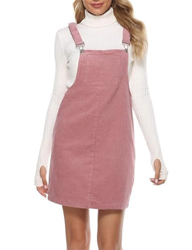 Damen Latzkleid aus Cord mit verstellbarem Träger Mini Latzkleid mit Hosenträgern von Suncolour