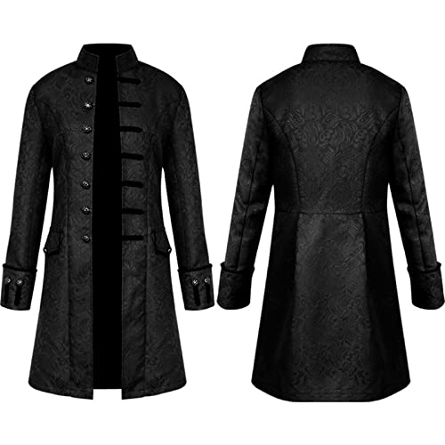 Herren Gothic Gehrock Smoking Herren Viktorianische Cosplay Jacke Schwarz Steampunk Fancy Cool Frack Größe 4XL von Suncolour