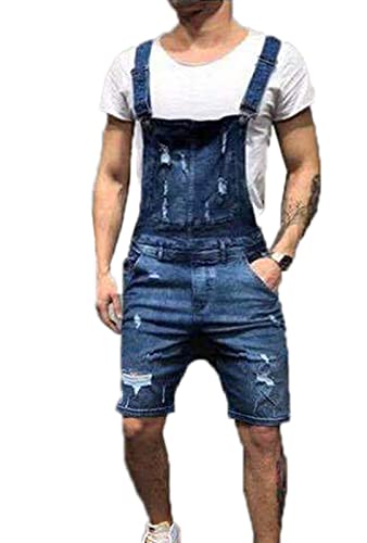 Herren Latzhose Denim Latzhose Zerrissene Jumpsuit Jeans Verstellbare Träger Mehrere Taschen von Suncolour