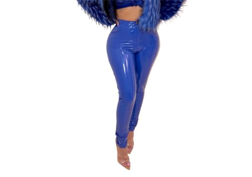 Suncolour Damen-Leggings aus PVC-Leder. Damen-Leggings aus schwarzem Wetlook-PU-Leder von Suncolour