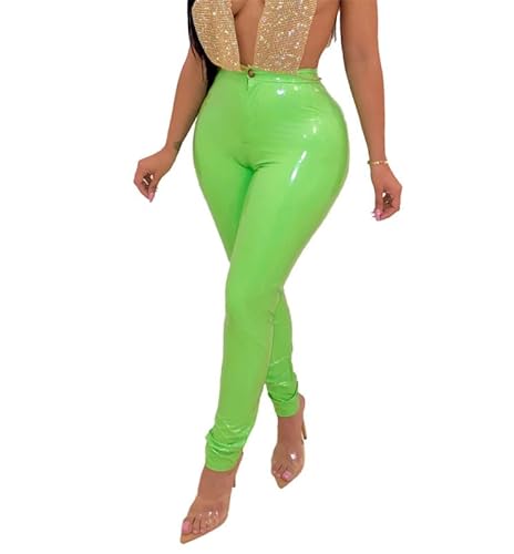 Suncolour Damen-Leggings aus PVC-Leder. Damen-Leggings aus schwarzem Wetlook-PU-Leder von Suncolour