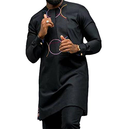 Suncolour Herren Afrikanischer Anzug Langarm Dashiki Hemd und Hose Outfits Traditionelle Kleidung Tribal Set Plus Größe von Suncolour