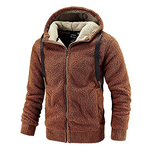 Suncolour Herren Fleece Jacken Kapuze Full Zip Warm Plus Size Mantel Männer Winter Outdoor Dicke Polar Fleece Hoodie Jacke von Suncolour