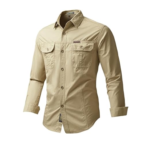 Suncolour Herren -Langarm -Arbeitshemd, Herren Baumwoll -Outdoor -Safari -Hemden, das Ladhirt mit Taschen fischt von Suncolour