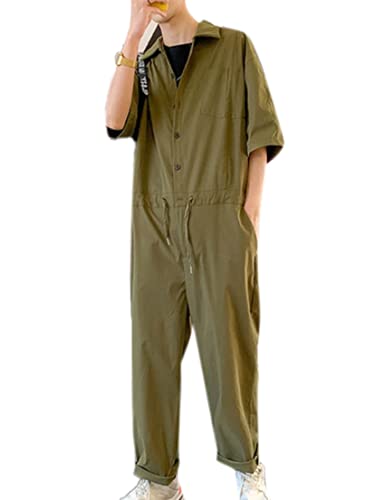 Suncolour Herren Revers Boilersuit Overall,Langarm Overall Arbeitskleidung Boiler Anzug Kordelzug Overalls Knopf Arbeitskleidung mit Taschen von Suncolour