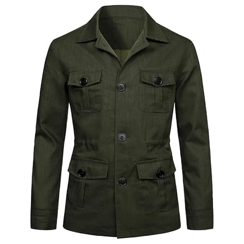 Suncolour Herren-Safari-Jacke mit Knopfleiste, lässiger Safari-Blazer, Leichter Safari-Mantel mit Mehreren Taschen für Herren Suncolour Herren-Safari-Jacke mit Knopfleiste, lässiger Safari-Blazer, Leichter Safari-Mantel mit Mehreren Taschen für Herren von Suncolour