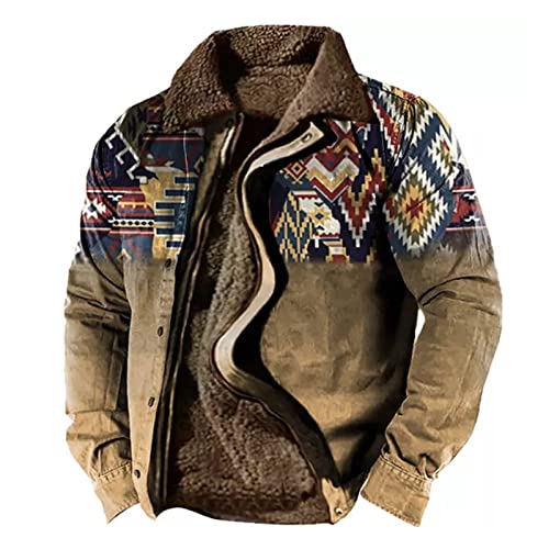 Suncolour Herren Sherpa ausgekleidete Frachtjacke Männer Feste Farbe Zippper Trucker Warmer Mantel Reverskragen Button Down Vlies Jacken von Suncolour