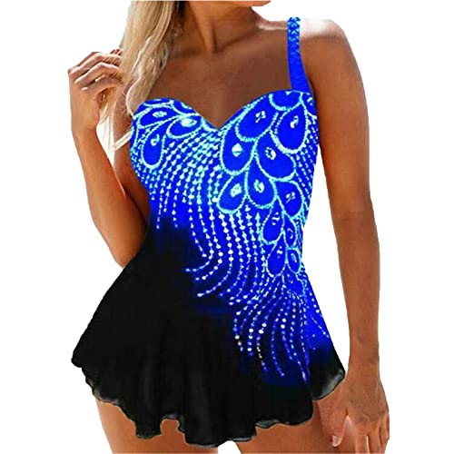 Suncolour Plus Size Shiny Tankini Badeanzüge für Damen mit Shorts Tankini Tops Badeanzug Bikini Sets von Suncolour