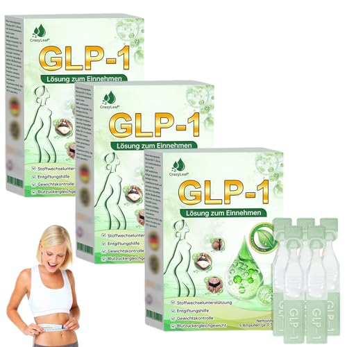CrazyLeaf GLP-1 Lösung zum Einnehmen, Professional GLP-1 Orale Flüssigkeit, Natural CrazyLeaf GLP1 Orale Lösung für Frauen & Männer (3 Pack) von Suncy