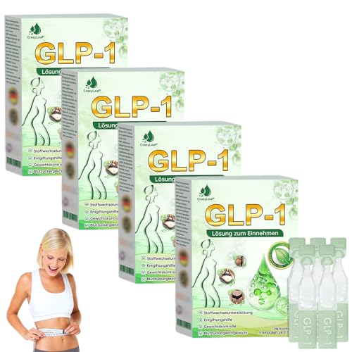 CrazyLeaf GLP-1 Lösung zum Einnehmen, Professional GLP-1 Orale Flüssigkeit, Natural CrazyLeaf GLP1 Orale Lösung für Frauen & Männer (4 Pack) von Suncy