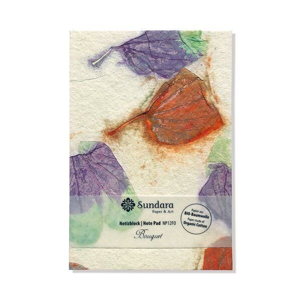 Sundara Notizblock "Bouquet" – handgeschöpftes Recycling Biobaumwoll-Papier, Grün/Violett Sundara Notizblock "Bouquet" – handgeschöpftes Recycling Biobaumwoll-Papier, Grün/Violett von Sundara